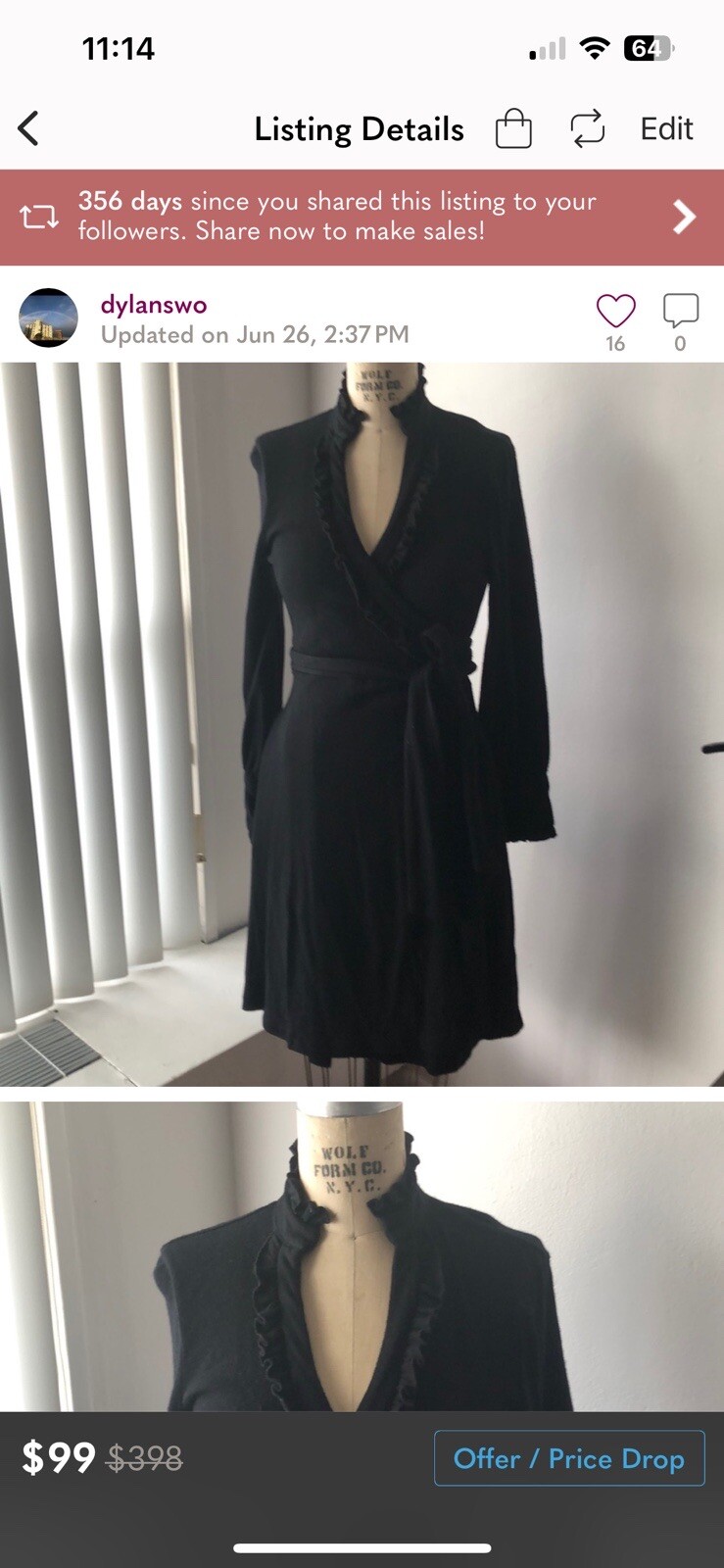 Dvf Diane Von Furstenberg Volante  Wool Wrap Dress - image 5