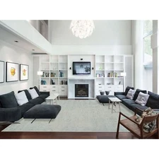 12'x15'1" Gray Wool and Silk Jacquard Hand Loomed Tebraz Oversized Rug R64604