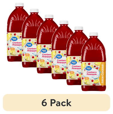 (6 Pack) Great Value Cranberry Pineapple Juice Cocktail 64 Fl Oz