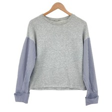 Zara Sweatshirt Womens Small Gray Cotton Long Casual Sleeve Round Neck Pullover