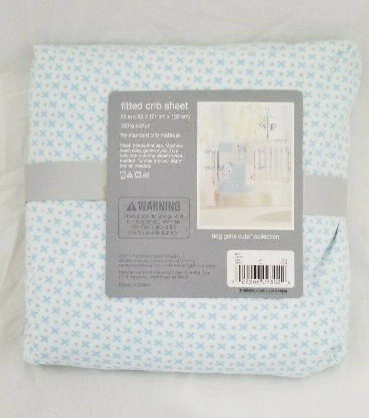 Linda sábana de cuna ajustada Carter's Just One You Dog Gone nueva en paquete Foto 3 de 4