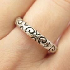 925 Sterling Silver Vintage Textured Band Ring Size 7 3/4