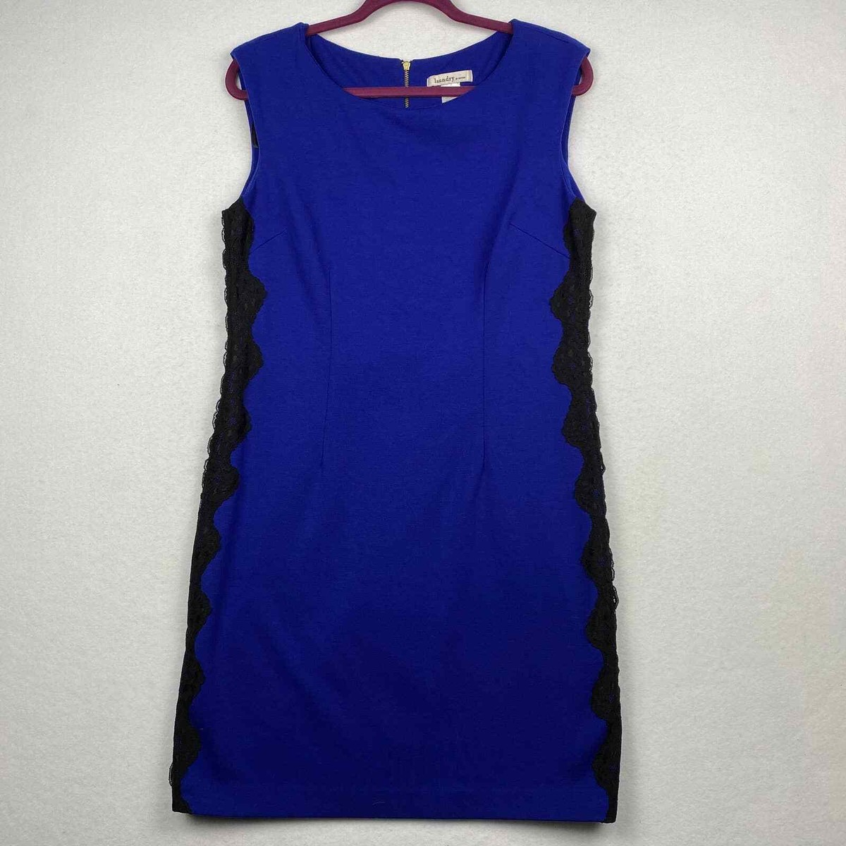 Laundry by Design Women's Size 10 Sleeveless Blue Black Lace Sheath Dress Laundry by Design Women's Size 10 Sleeveless Blue Black Lace Sheath Dress