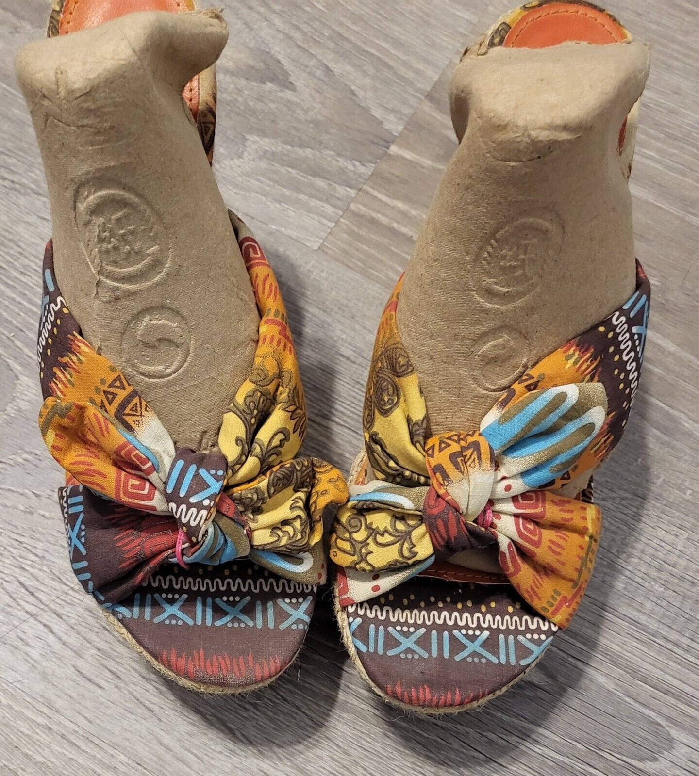 MIA RITA Womens Espadrilles Wedge Heels Aztec Mexican Print OpenToe Size 7.5