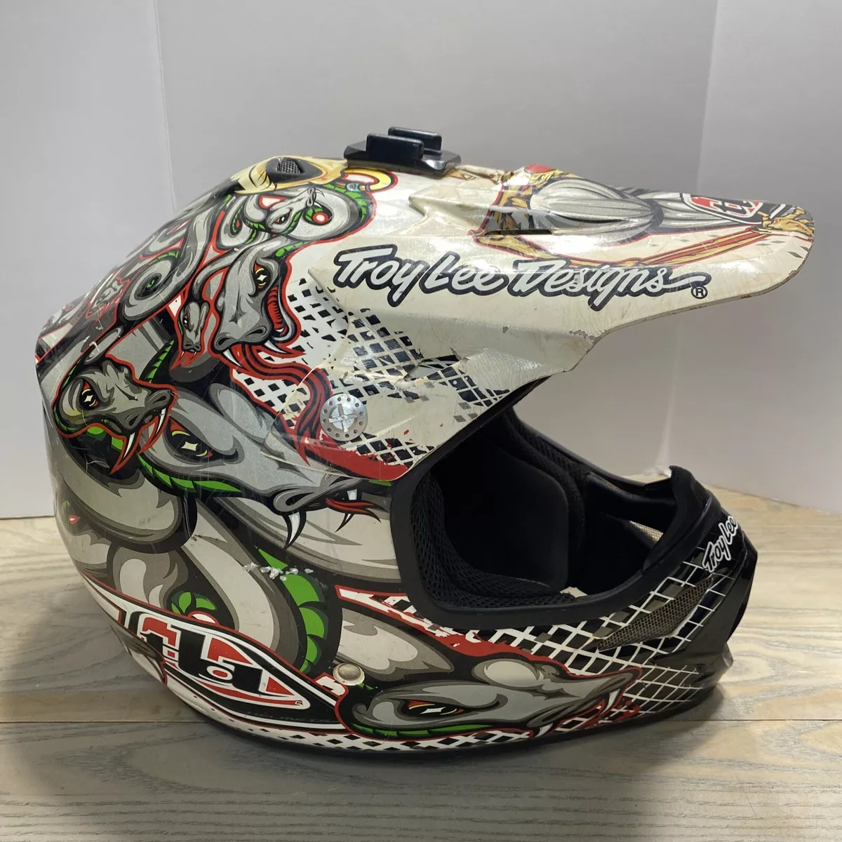 Rare Troy Lee Designs Beige & Gray “Medusa Helmet Adult Size S