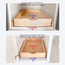 Kitchen Slide Out Cabinet Shelf Pull Out Wood Drawer Storage W30"xD21 soft close