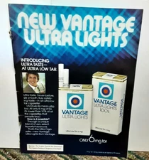 1979 Vantage Cigarettes Ultra Lights Original Print Ad vintage