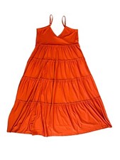 Zenana Boutique Tiered Maxi Dress Copper Rust Spaghetti Straps V neck SMALL 4 6