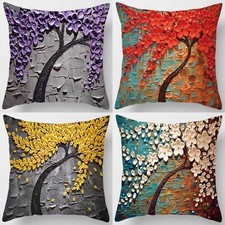 Art Painting Tree Linen Throw Pillow Covers 18x18 Inch Set of 4 Home Deco gift
