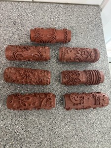 VTG Patterned 7 Paint Rollers Decorative 6“ Texture Mural Roller with Handle