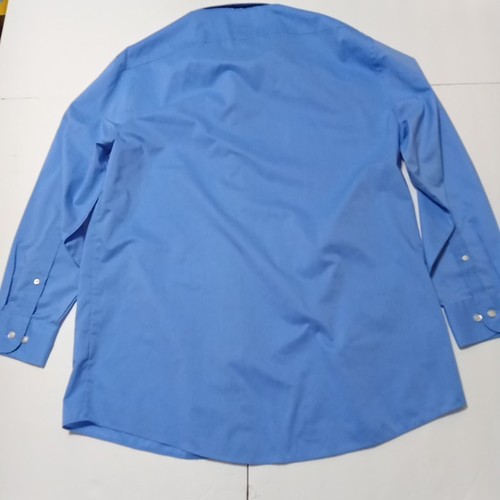 Stafford Men's Shirt Travel 17 32/33 Blue Button Up Long Sleeve - Picture 2 of 8
