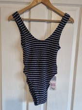 BNWT Primark Woman's Blue  White Striped Swimming Costume, Size XS