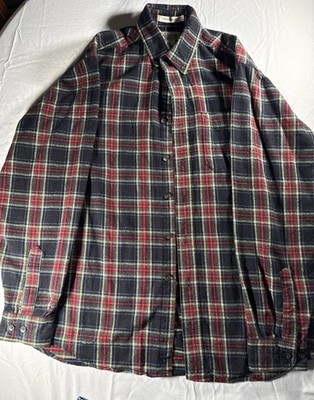 VTG LLBean Traditional fit Black Plaid Lumberjack Rugged Men Medium 100% Cotton