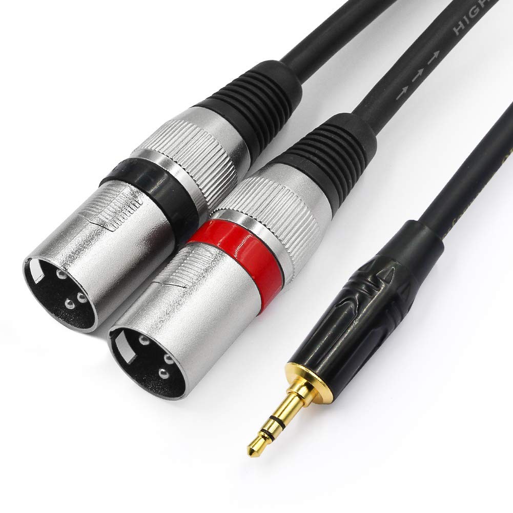 3.5mm to Dual XLR Stereo Cable 1/8 inch Mini Jack to 2 XLR Male Y Splitter