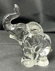 Vintage Fenton Clear Glass Elephant Raised Trunk Up Good Luck Stamped Figure 4"