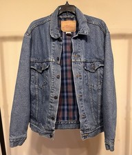 Vtg Levi's 90's Denim Trucker Jacket Flannel Lined 70518-0351 USA Made Medium