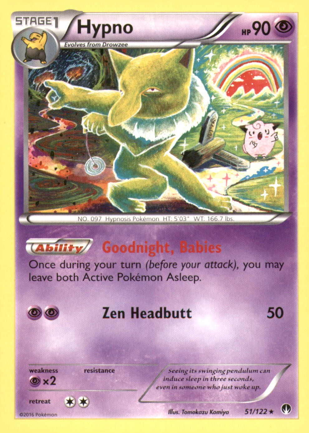HYPNO 51/122 RARE BREAKPOINT POKEMON LIGHTLY PLAYED