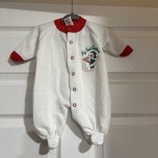 Vintage Quilted MY FIRST CHRISTMAS Sleeper small/newborn