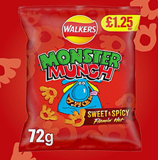 Walkers crisps Monster Munch Sweet Spicy Flamin' Hot Crisps 15x72g free shipping