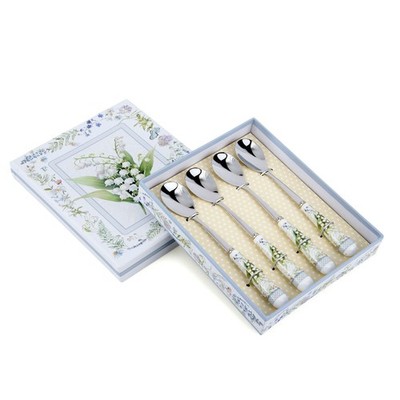 Lily of the Valley Teaspoon Set Stainless Steel Spoons with Ceramic Handle