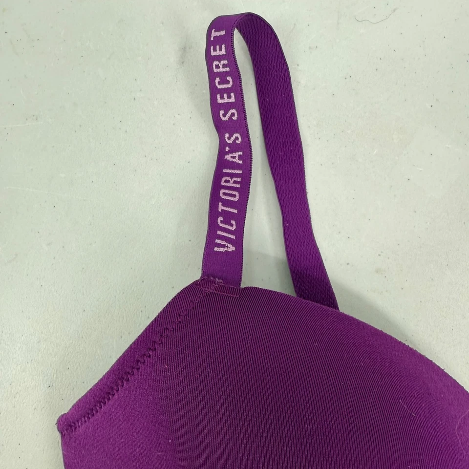 Victoria's Secret Women’s Medium Bralette Purple Logo Strap Padded Wireless - Image 2 of 4
