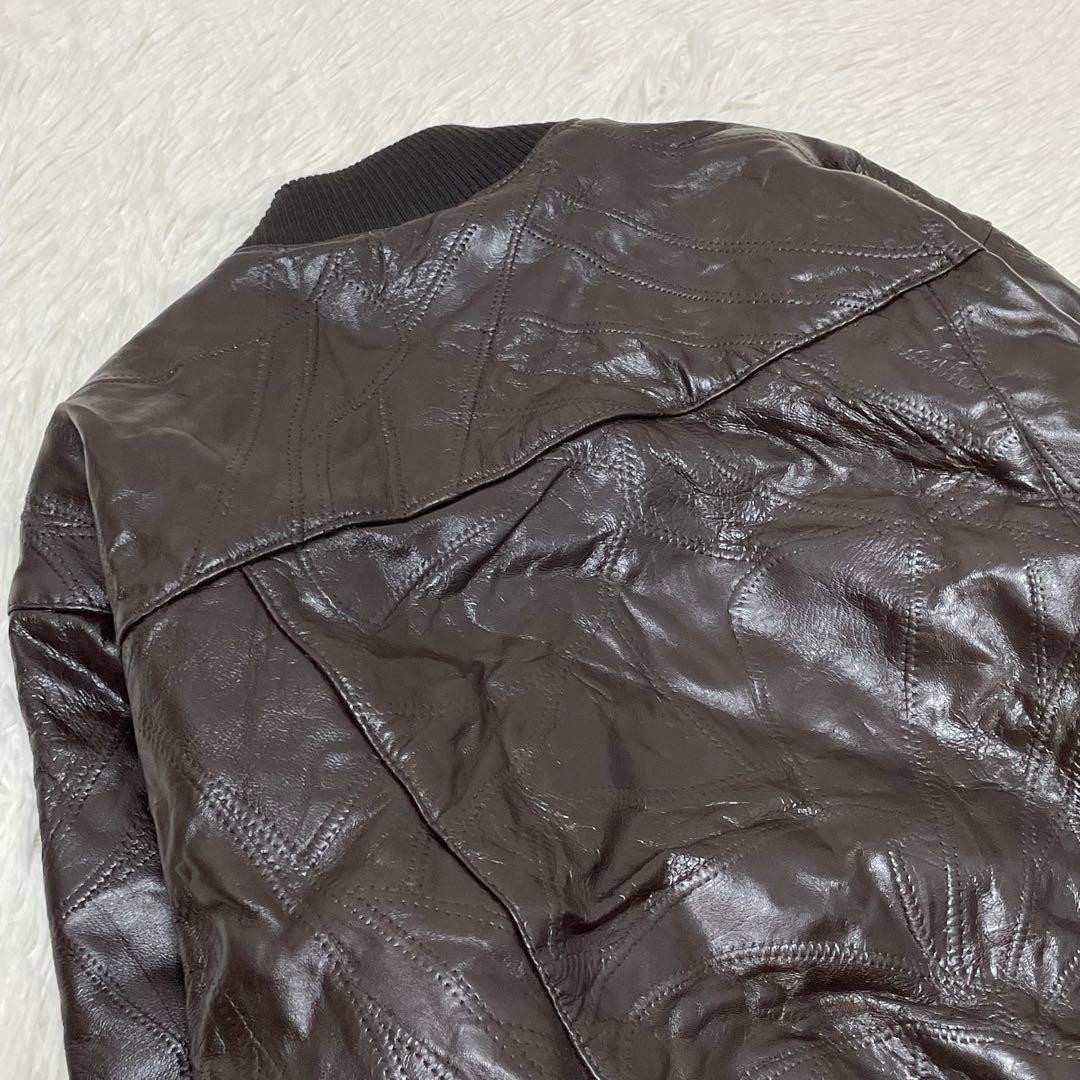Rare patchwork lamb leather jacket L equivalent M… - image 10