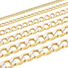 Brazalete collar cadena cubana pavé corte diamante 2mm-6.5mm oro amarillo 10K 7"-30"