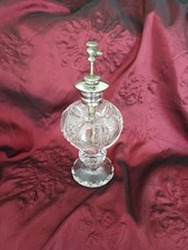 Large Vintage Sterling Silver Collar Heavy Cut Crystal Perfume Bottle 6.5"