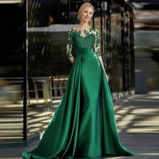 Fashion Appliques Mother of The Bride Dress Belt Pleats Button Satin Ceremony