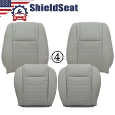 Driver & Passenger Bottom-Top Leather Seat Cover Gray For 05-09 Ford Mustang GT