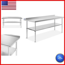 GRIDMANN 72 x 24 Stainless Steel Prep Table with Backsplash  Under Shelf, NSF