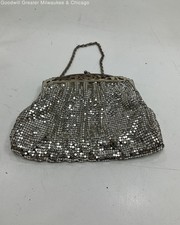 Vintage Whiting Davis Silver-Tone Metal Mesh Evening Bag
