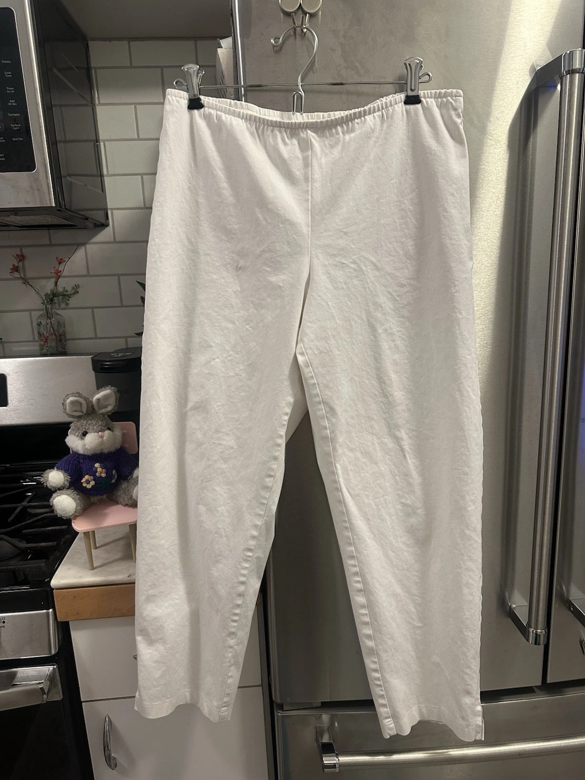 Eileen Fisher Women's Capri Pants White SzM 95 Org Cot 5 Sp Beach Brunch Boating
