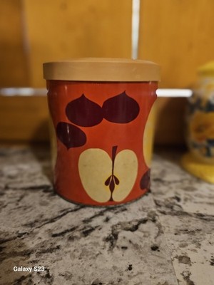 Procter Gamble Vintage ''Crisco'' Canister/Tin Apple & Lemon Plastic Lid (58ia)