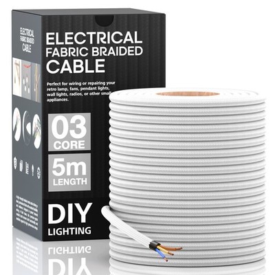Gewebekabel 3-adrig flexibel PCV Leitung Kabel Licht mehrfarbig Flex - 5 Meter
