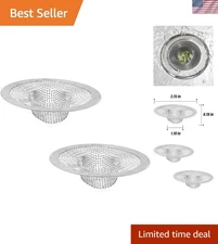 Stylish Drain Hair Catcher - Extra Fine Mesh Stainless Steel Strainer (2 Pack)