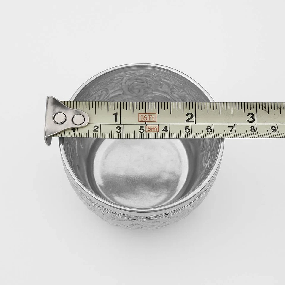 Patrón de arte tailandés estilo vintage cuenco de agua taza aluminio color plata 1 juego 5 piezas Foto 4 de 4