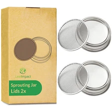2Pk Stainless Steel Sprouting Lids Regular Mouth Mason Jar Lids for Germination