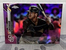 2020 Topps Chrome Trent Grisham Fushia Rookie RC Baseball Card. rookie card picture