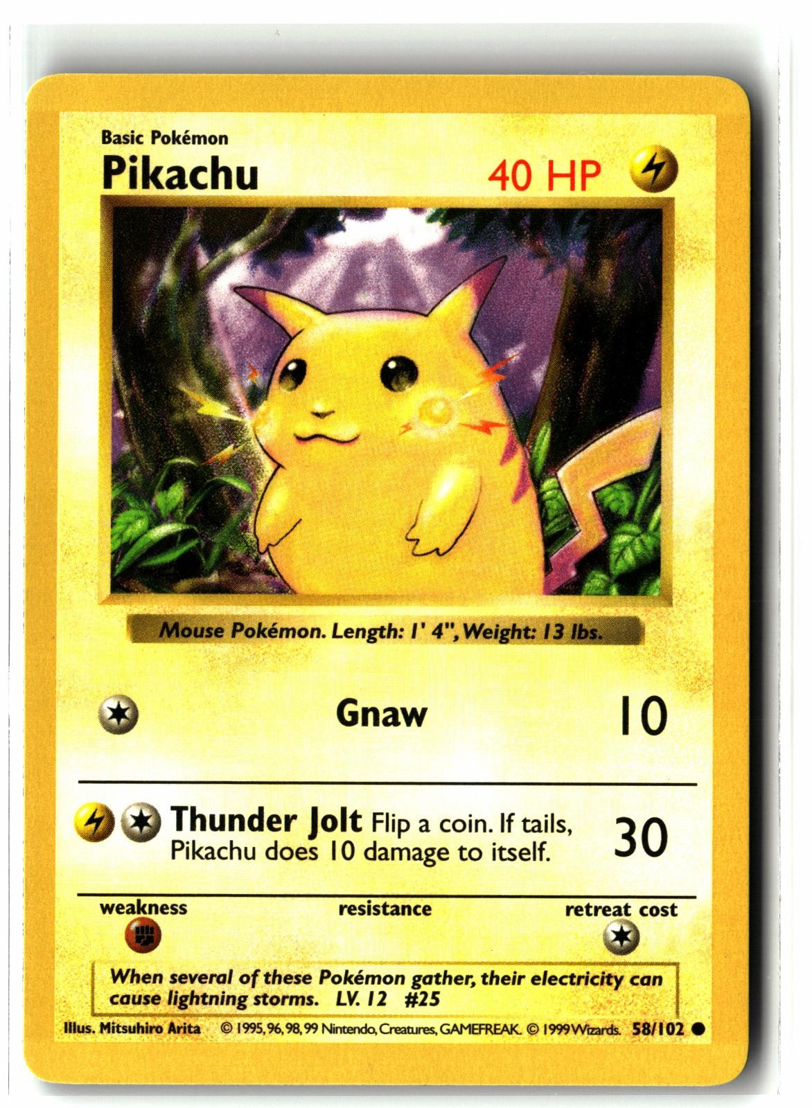 Pikachu 1999 Pokemon Game #58 Shadowless (Yellow Cheeks) Price
