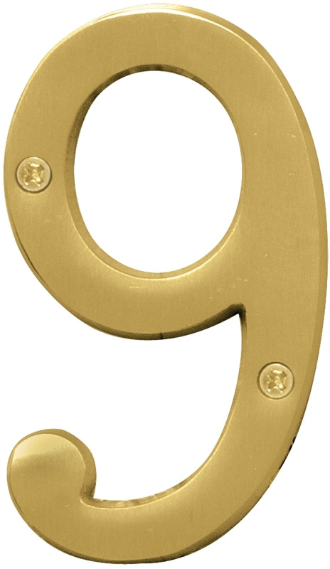Hy-Ko BR-43BB/9 9 Number, 4", Brushed Brass
