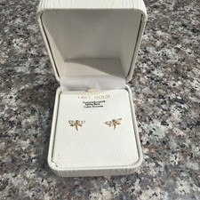 14k Gold Dragon Fly Earrings Studs
