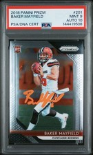 Baker Mayfield 2018 Panini Prizm RC Rookie Card #201 PSA 9 Auto 10 144419508. rookie card picture
