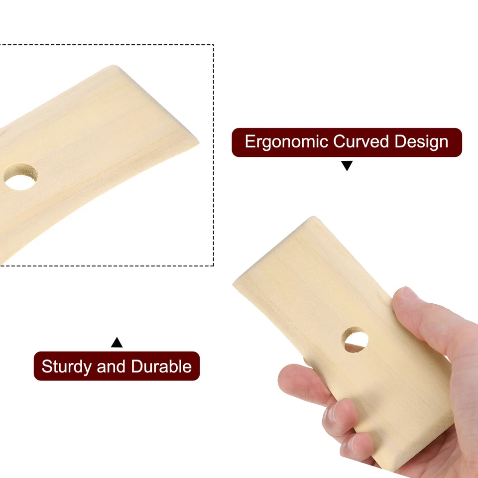2pcs Pottery Ribs 12.7cm x 5.5cm Wooden Clay Ceramic Sculpting Tools Foto 4 de 4