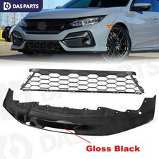 Gloss Black Front Lower Bumper Grille For 17-2019 10th-gen Honda Civic Hatchback
