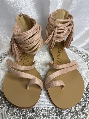 Ccocci Soft Pink Ankle Wrap Tassels Sandals Size 10