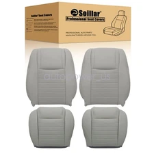 For 2005-2009 Ford Mustang Both Side Bottom & Top Perf Leather Seat Cover Gray