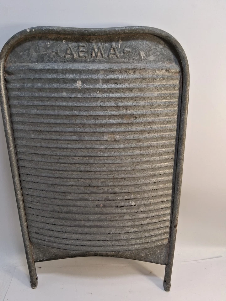 Rare Vintage AEMA Galvanized All Metal Washboard Excellent Condition Look - Image 3 of 4