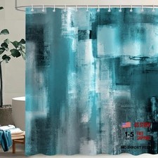 Teal Abstract Oil Shower Curtain - Modern Art - 72"W x 72"L - Teal