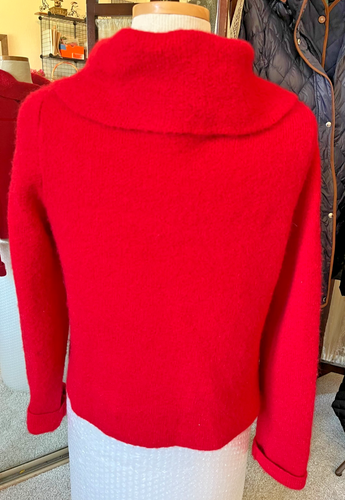 Adrienne Vittadini Red One Button Shawl Collar Wool Blend Cardigan Sweater L - Picture 3 of 4